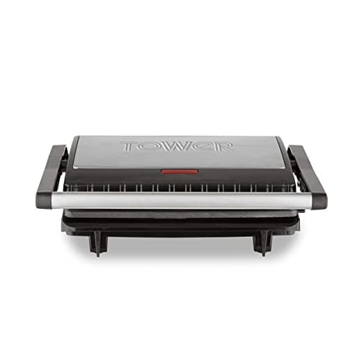 Image of Tower Health Grill and Panini Grill with Non-Stick Cerastone Coating, 750W, Black & Stainless Steel, T27038