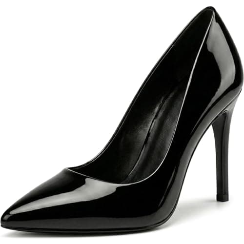Image of Women Stiletto High Heel Pointed Pumps Ladies Party Clubbing Work Court Shoes Size 3-12 (10 UK, Black Paten)