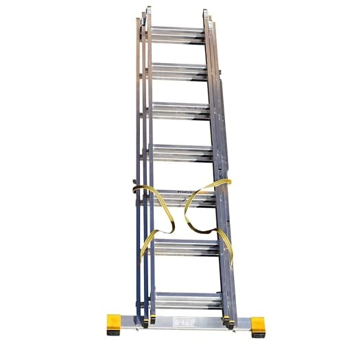 Image of Trade Master Pro® 3 Section Extension Ladder | Auto Locking Clips | Aluminium | Anti Slip Stabiliser bar | Massive 150kg Weight Rating | EN131 Pro Certified | Size: 3.99m
