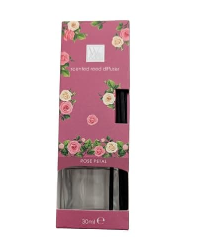 Image of Crwp WickfordCo Scented Reed Diffuser, Rose Petal, 30ml, Home Fragrance with crwp card