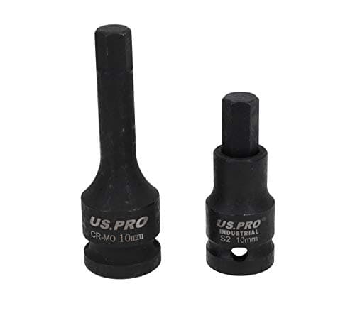 Image of 10mm Short (53mm) + Long (78mm) Impacted Hex Allen Key Sockets 1/2" Drive