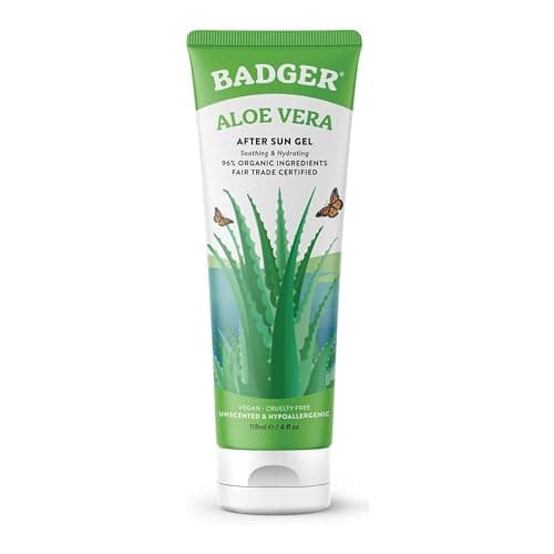 Image of Badger Aloe Vera Gel | Cooling & Soothing Gel for Skin & Hair | Lightweight After-Sun Care | Helps Reduce Scars & Calm Irritated Skin | Deep Moisturising & Refreshing Formula (118 ml)