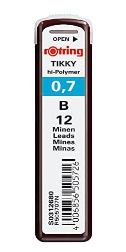 Image of rOtring Lead Refills Hi-Polymer for Fine Mechanical Pencils 0.70mm B (12 Leads)