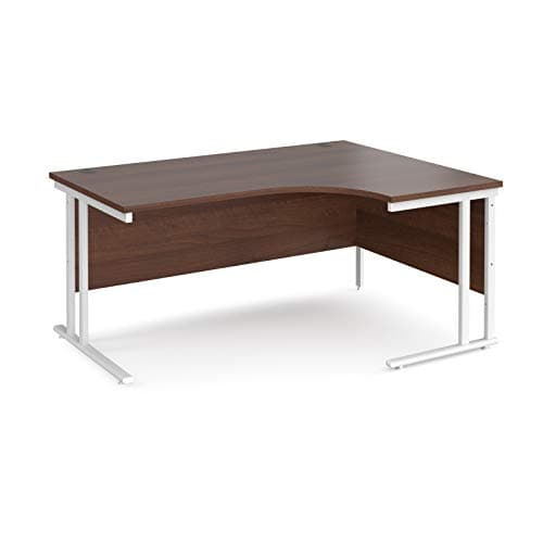 Image of Mr Office Maestro 25 right hand ergonomic desk - white cantilever leg, Walnut, 1600