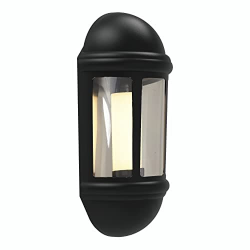 Image of 4lite Outdoor Half Wall Lantern (Black) 400lm Warm Light IP65 Rated LED Integrated 8W Exterior Wall Lamp - 4L2/3416-4Yr Guarantee