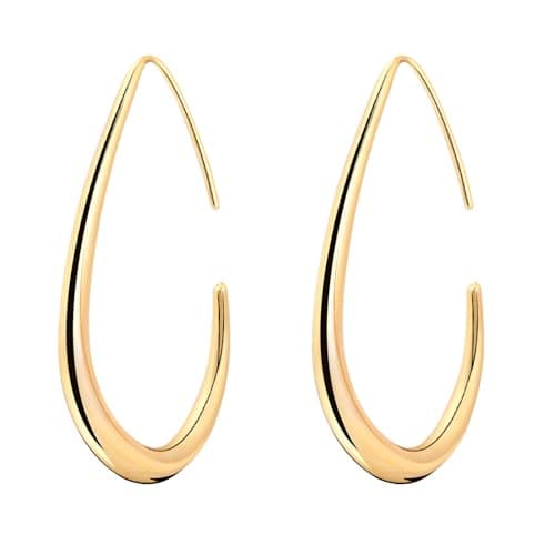 Image of Aliyoham 14K Gold Plated Teardrop Hoop Earrings for Women | Hypoallergenic Nickel Free Oval Earrings, Lightweight Everyday Jewellery Gift