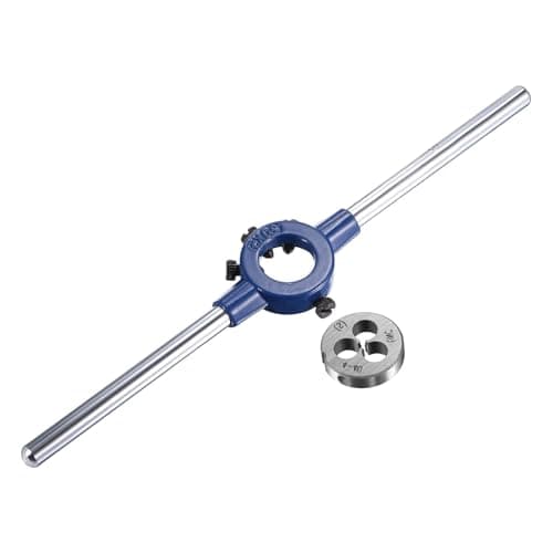 Image of MACHSWON Round Die Stock Handle Wrench Set,#5-40 UNC Threading Die and 20mm Die Holder (Fits: 11mm-20mm OD Die / M3-M4 Thread Die) Adjustable for Bolt Thread Repair