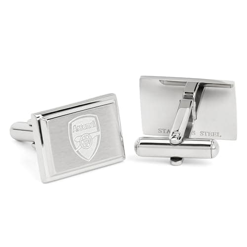 Image of Arsenal FC Official Mens Stainless Steel Cufflinks – Engraved Crest Executive Shirt Accessories – Luxury Gift Box – Ideal Gunners Football Gift