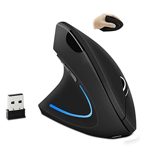 Image of Wireless Mouse Vertical Ergonomic Left Handed Mouse, Rechargeable 2.4G Wireless Vertical Mice USB Optical Mouse, 1600 DPI, 6 Buttons Cordless Left-Handed Mice for Office PC Laptop Computer Desktop Mac