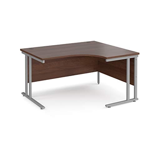 Image of Mr Office Maestro 25 right hand ergonomic desk - silver cantilever leg, Walnut, 1400
