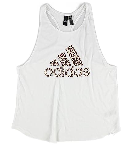 Image of adidas Women's Badge of Sport Leopard Tank Top (as1, Alpha, x_l, Regular, Regular, X-Large) White