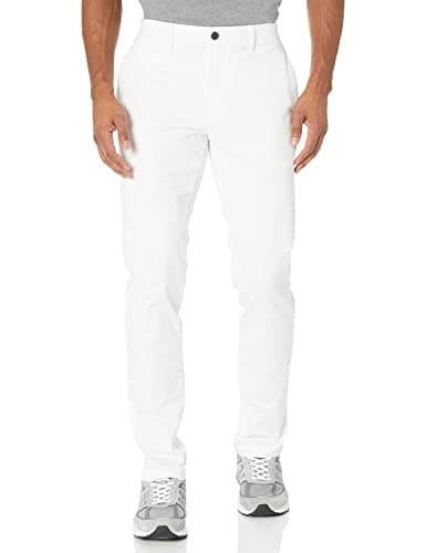 Image of Amazon Essentials Men's Skinny-Fit Washed Comfort Stretch Chino Trousers, White, 40W / 28L