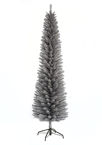 Image of 5ft 6ft 7ft 8ft Grey Pine Pencil Slim Artificial Christmas Tree (8ft/240cm)