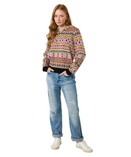 Image of Joe Browns Women's Fairisle Jacquard Hooded Jumper, Regular, Multicolor, UK 8