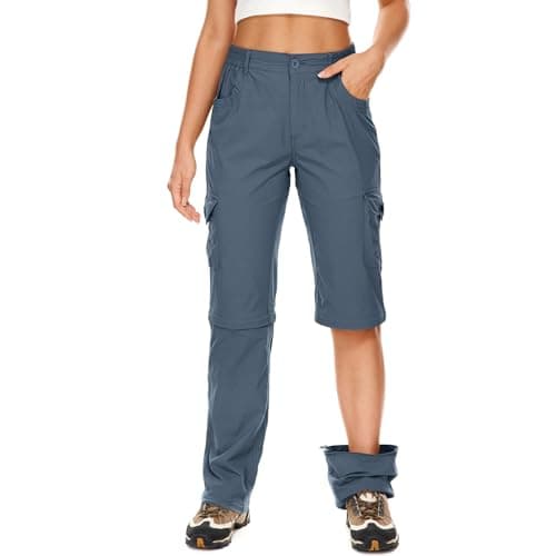 Image of Faysfad Women's Convertible Zip Off Hiking Trousers Lightweight Quick Dry UV Protection Cargo Joggers Waterproof Walking Trekking Camping Pants with Multiple Pockets （2193，Dark Gray，12）
