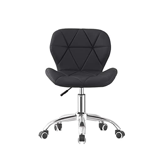 Image of Jamiah Modern Desk Chairs Comfortable Study Chair Swivel Home Chair Height Adjustable PU Leather Desk Chair with Lift Chrome Legs for Home Bedrooms (Black)