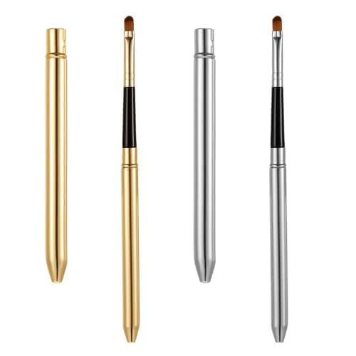 Image of 2 Pcs Lip Brush Applicator Lip Liner Brush Lipstick Gloss Wands with Cover Cosmetic Tool Kits Professional Make Up Brushes for Travel Women Girls Gift Giving Including Gold Silver