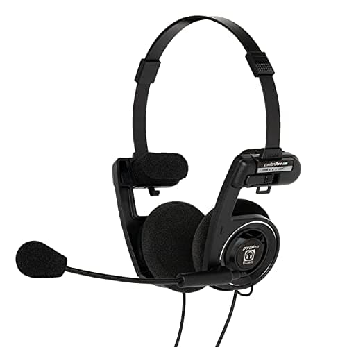 Image of Koss Porta Pro Double-Sided Communication Headset with Microphone Electret Flexible Handsfree Design Foldable Design TRRS Plug Wired 3.5 mm Black