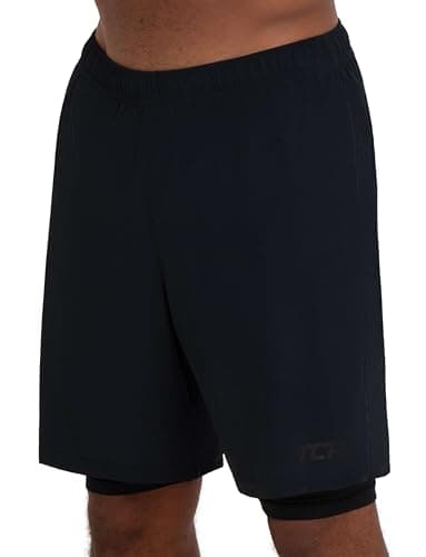Image of TCA Ultra 2 in 1 Compression Shorts Men Running Gym Shorts for Men with Back Zipped Pocket - Black Anthracite, L