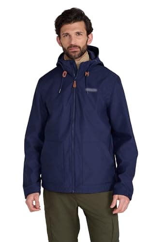 Image of Mountain Warehouse Iona Men’s Softshell Jacket - Windproof, Water-Resistant Coat with Adjustable Hood & Cuffs, Multiple Pockets - Spring Summer, Hiking & Outdoors Navy L