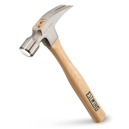 Image of Estwing EMRW20S 20oz Sure Strike Straight Claw Hammer, Smooth Face, Hickory Shaft