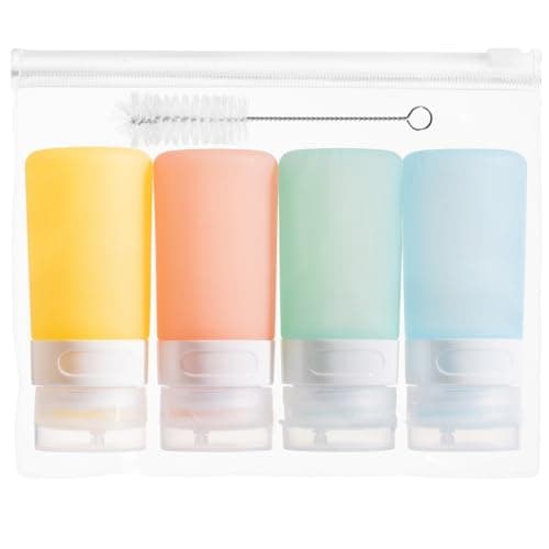 Image of MICEBAY 4 Pcs 2oz Squeeze Bottle for Condiment,Silicone Mini Sauce Bottle to Go with Reusable Sandwich Bag,Leakproof Oil Bottle for Kitchen,Ketchup Bottle for Bento Lunch Box,BBQ,Syrup,Paint and Craft