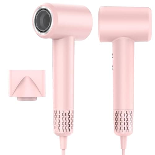 Image of LKV Hair Dryer, 110,000 RPM Brushless Motor 200 Million Ionic Hairdryer 85dB Low Noise Fast Drying Hair Dryers with 2 Speed 3 Heat Setting Blow Dryer High Power Travel Hairdryers for Women Men (Pink)