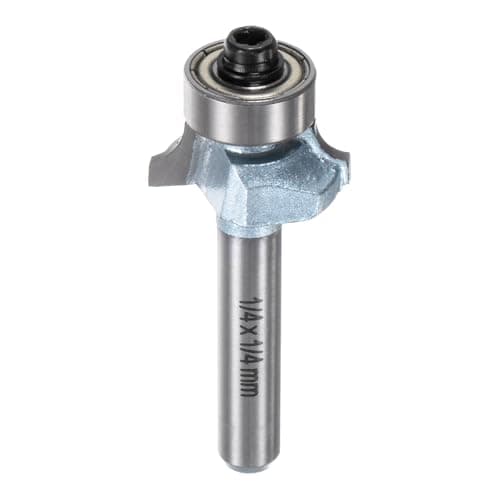 Image of sourcing map Roundover Router Bit 1/4 Shank 1/8" Radius Tungsten Steel Tipped Edge Rounding Over Bit with Bearing Guide, Woodworking Milling Tool, Light Blue