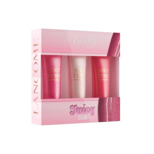 Image of Lancôme Juicy Tubes Club Trio Lip Set, Ultra High Shine Mini Lip Gloss Makeup Gift Set, Hydrating with Vitamin E, Fruity Flavours, 3 Shades, Marshmallow Magic Tickled Pink, 3x10ml (Worth £52.00)