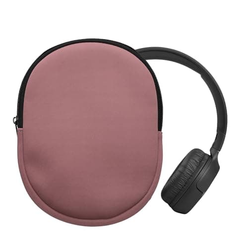 Image of kwmobile Neoprene Headphone Case for Tune 600 / 500BT / 510BT / 450 Cover – Over-Ear Headset Storage Pouch - Soft Travel Carry Bag Dark Rose
