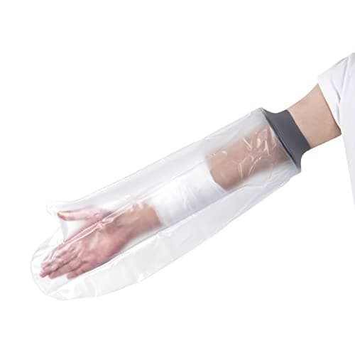Image of EVERCRYO Waterproof Adult Short Arm Cast Cover for Shower, Bath - Reusable Cast and Bandage Protector - Watertight Protection for Broken Arm, Hand, Finger, Wrist (Grey)