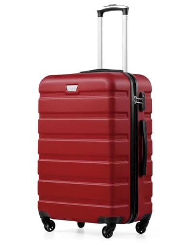 Image of COOLIFE 28 Inch Large Suitcase for Checked Luggage, Business Trip, ABS+PC, Lightweight Hard Shell Luggage with 360°Rubber Spinner Wheels, YKK Zipper, Telescopic Handle, TSA Lock, Spinel Red