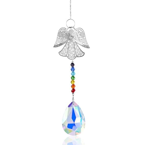 Image of Guardian Angel Gifts, Crystal Suncatcher Rainbow Maker Ornament, Window Hanging Decoration for Garden, Home, and Corridors (Angel)