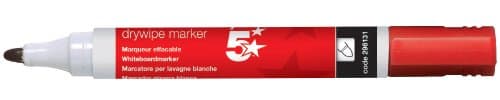 Image of 5 Star® Red Dry Wipe Whiteboard Marker Pen - 3mm Bullet Tip (Pack of 12)