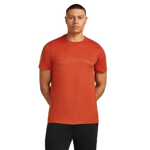 Image of ICEBREAKER Merino 150 Tech Lite Mountain Pulse Short Sleeve T-Shirt S Orange