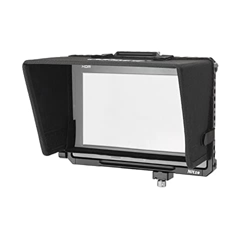 Image of Nitze Monitor Cage w Sunhood HDMI USB-C Cable Clamp compatible with Blackmagic Design BMD Video Assist 7” 12G HDR Recording