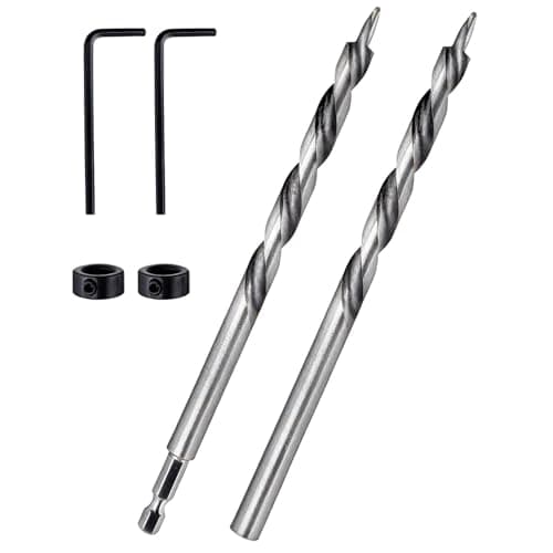 Image of 2 PCS 9.5mm (3/8”) Pocket Hole Drill Bit Set with 1/4” Hex and Round Shank, Trend Pocket Hole Jig, High-Speed Steel Twist Step Drill Bits with Depth Stop Collar for Woodworking and Metal Punching