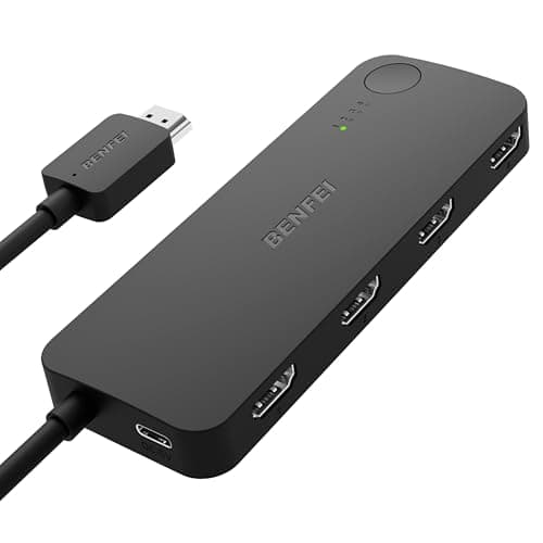Image of BENFEI HDMI Switch 4 in 1 Out 4K@60Hz, 2K@144Hz, HDCP 2.3 【with Adaptive Equalization Support 10M HDMI Transmit】 Compatible for PS5/4, Xbox, Roku, FireStick, Switch