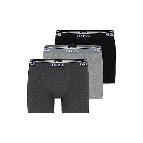 Image of Boss Men's 3-Pack Cotton Boxer Brief, Grey/Charcoal/Black, L UK
