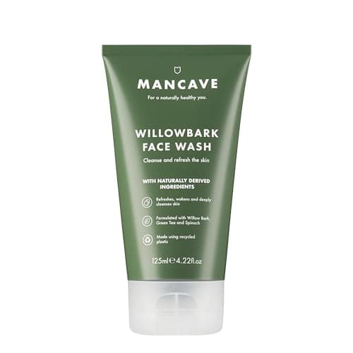 Image of ManCave Willowbark Face Wash 125ml for Men, Cleanse and Detoxify with Willow bark Extract, Green Tea and Spinach Extract, Lathering Sulphate-Free Formula, Natural Formulation, Vegan Friendly