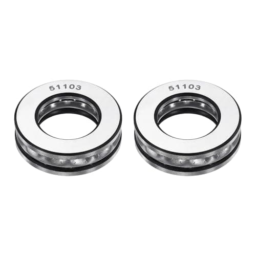 Image of sourcing map 2Pcs Thrust Ball Bearings, 17mm Bore 30mm OD 9mm Thick 51103 Single Row Roller, Chrome Steel Axial Ball Bearing, ABEC5