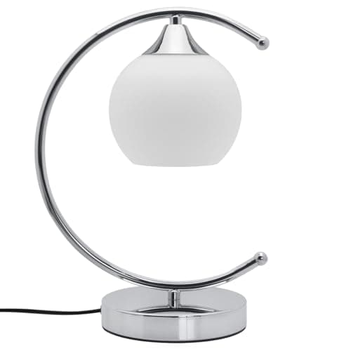 Image of Arch Chrome Table Lamp Opaque Glass Globe Shade Desk Lamp Opal Sphere T503