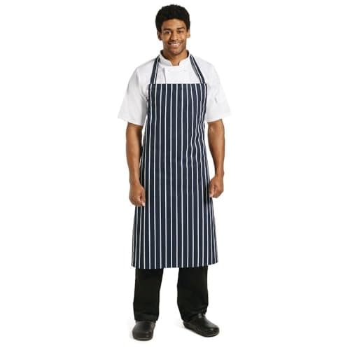 Image of Whites Bib Apron Blue/White Butchers Stripe - 35-40"