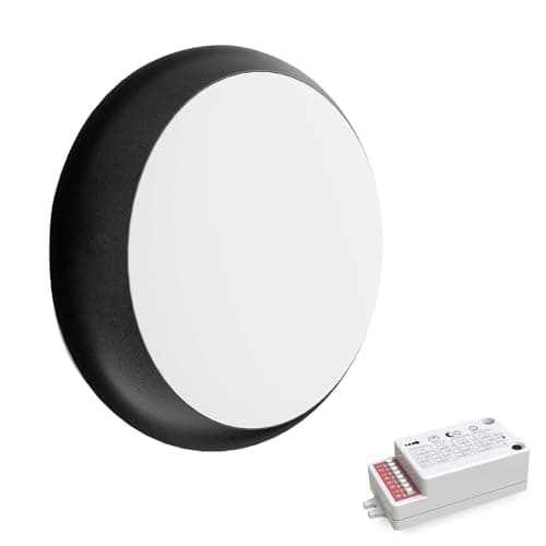 Image of paul russells LED Ceiling & Wall Light Slimline Bulkhead, Adjust 12W/16W/20W - 120Lm/W, 3CCT 3000K/4000K/6500K, IP65, Black Bezel, Modern Security Sensor Light for Commercial, Hallway, Outdoor