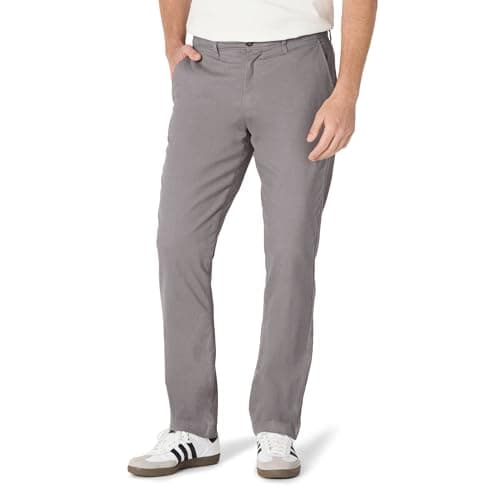 Image of Amazon Essentials Men's Athletic Fit Casual Stretch Chino Work Trousers (Available in Big & Tall), Charcoal, 38W / 30L