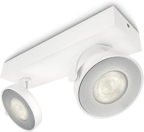 Image of Philips Clockwork LED Wall and Ceiling Spot Light Fixture [White - Adjustable Head] 2 x4.5W, For Home Indoor Lighting, Livingroom and Bedroom