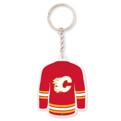 Image of Desert Cactus Calgary Flames Keychain NHL National Hockey League Car Keys Holder (Acrylic Keychain - Jersey)