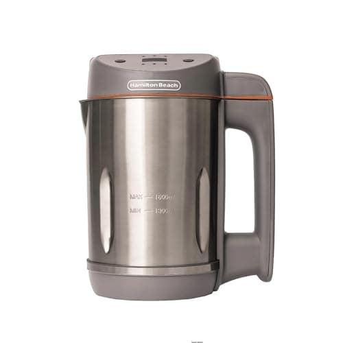 Image of Hamilton Beach 3-in-1 Soup Maker, Smoothie Blender & Jam Maker, 1.6L, Easy Read Angled Digital Display, Auto-Stir & Overspill Sensor, Makes 4-6 Portions of Soup, Easy Clean, Grey - HBSM003G