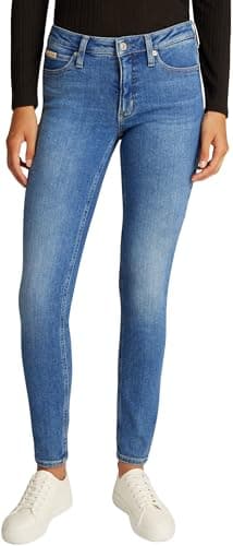 Image of Calvin Klein Women’s Mid Rise Skinny Fit Jeans, Blue (Denim Medium), 30W/28L
