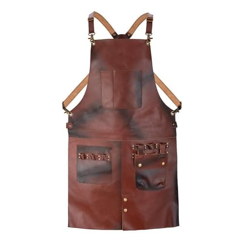 Image of Full Grain Leather Apron Leather Apron Butcher DIY BBQ Cooking Blacksmith Barber woodwork apron (Birthday Gift (Dark Brown)